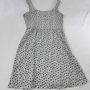 H&M Divided Dress Womens Small White Black Floral Crinkle Knit Sleeveless Mini